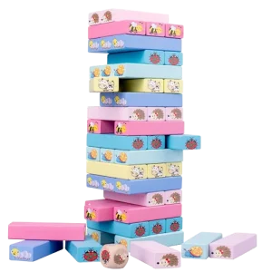 Tour de JENGA en bois motif animaux - 51 pièces