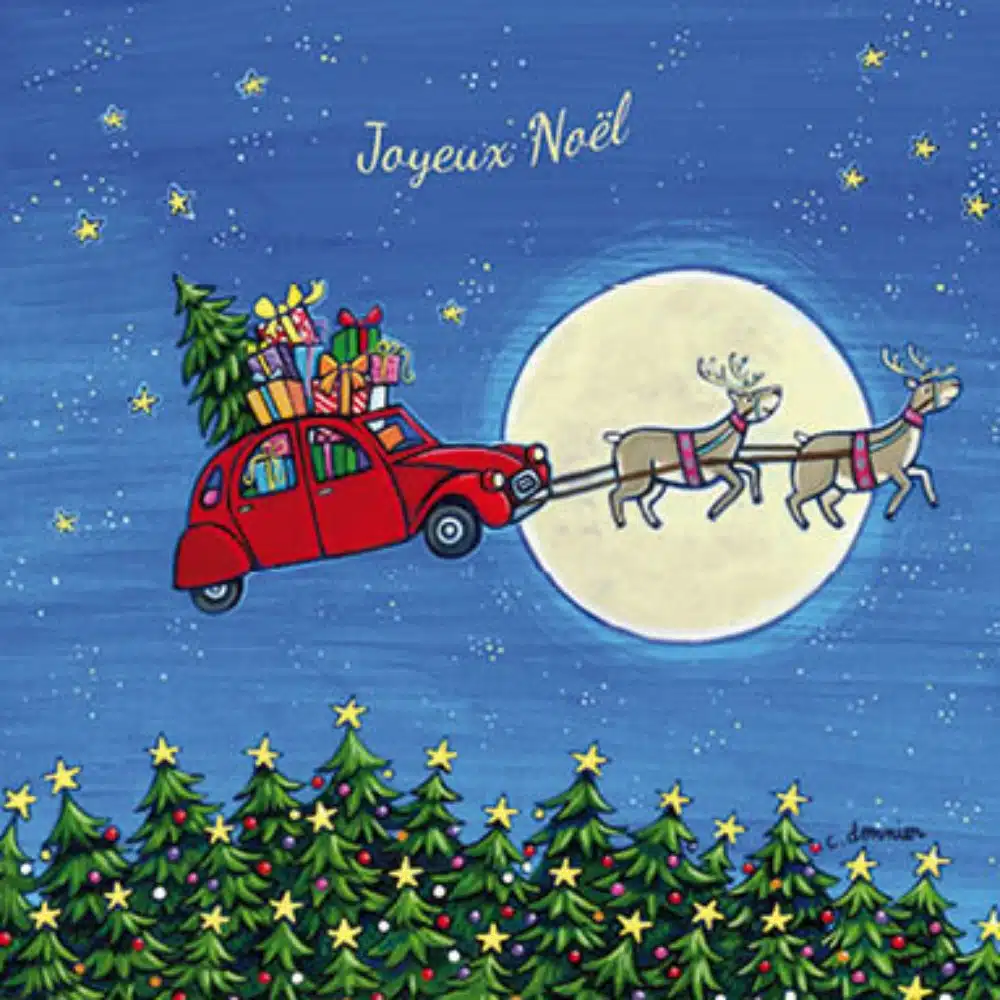 Carte noël voiture traîneau – Titi Pinson