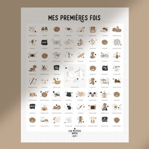 Affiche avec tampon et encre Mes premières fois – Peau foncée – LES PETITES DATES