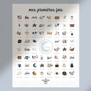 Affiche avec tampon et encre Mes premières fois – Souris Cobalt – LES PETITES DATES