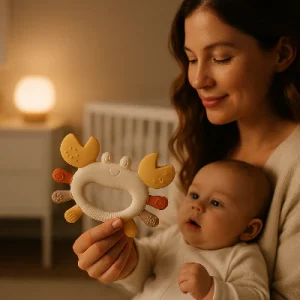 Anneau De Dentition Silicone Doux Bébé | Petit Crabe Des Neiges