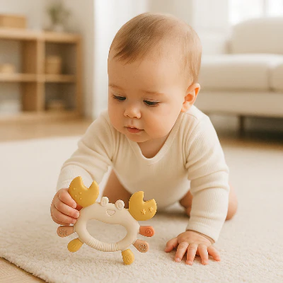 Anneau De Dentition Silicone Doux Bébé | Petit Crabe Des Neiges – Image 3