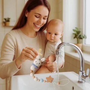 Attache Sucette Lapin Crochet Bois | PureBaby™