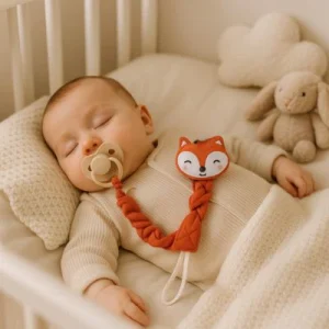 Attache sucette ruban tétine | Renard Curieux