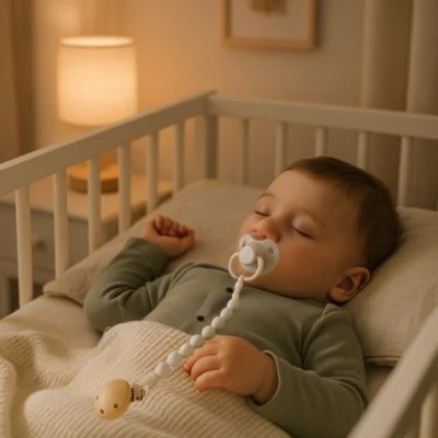 Attache tétine silicone chaînette | Petit Ours