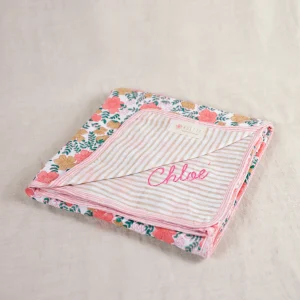 Couverture bébé mousseline de coton réversible personnalisée