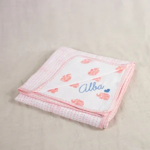 Couverture bébé mousseline de coton réversible personnalisée