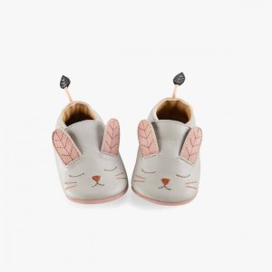 Chaussons en cuir lapin gris – Taille au choix – MOULIN ROTY