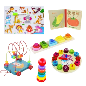 Pack 6 jouets éducatif en bois Montessori