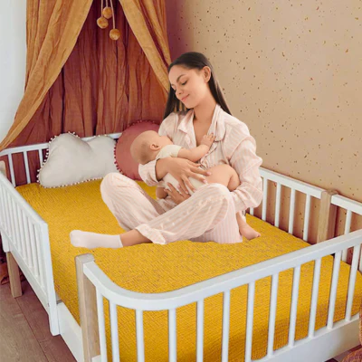 Drap housse pour bebe en coton mousseline uni | PurCoton™ – Image 2