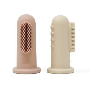 Brosse à dents doigt beige et rose – MUSHIE