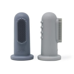 Brosse à dents doigt bleu et gris – MUSHIE