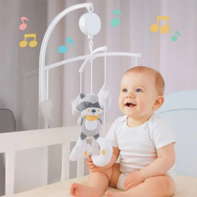 Mobile musical bébé éducatif pour berceau | Raton Laveur – Image 3