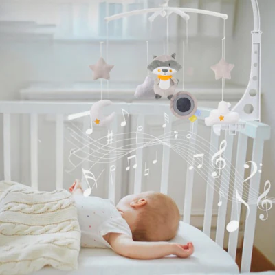 Mobile musical bébé éducatif pour berceau | Raton Laveur