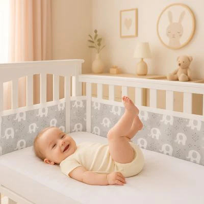 Tour de lit respirant maillé | Éléphant 2 pièces