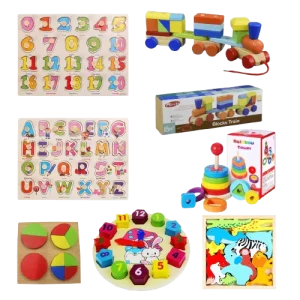 pack 7 jouets éducatifs en bois Montessori