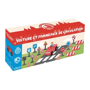 Voiture et panneaux de circulation 20 pièces – Jeujura