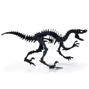 Vélociraptor en carton noir – Agent Paper