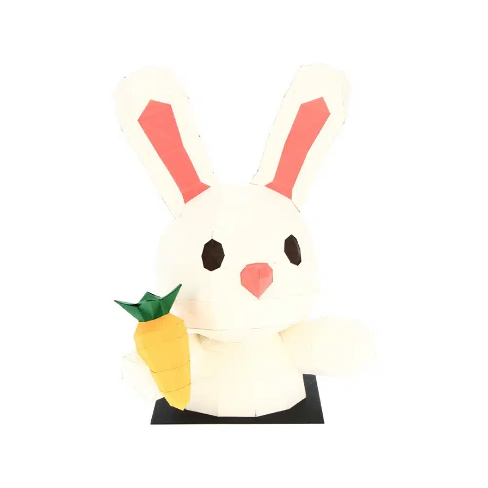 Trophée en papier 3D Animaux surprise Petit lapin avec boîte – Agent Paper – Image 2
