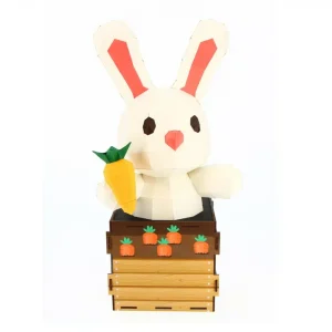 Trophée en papier 3D Animaux surprise Petit lapin avec boîte – Agent Paper