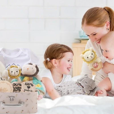 CADEAU NAISSANCE BEBE | Couverture en coton double face blanche – Image 2