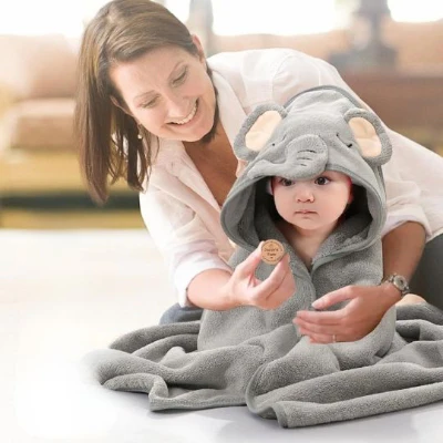 CADEAU NAISSANCE BEBE | Couverture en coton double face grise – Image 2