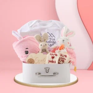 CADEAU NAISSANCE BEBE | Couverture en coton double face rose