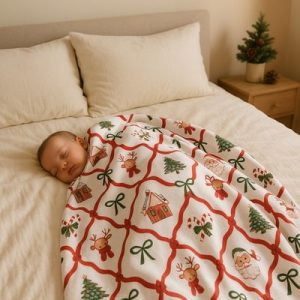Couverture bebe polaire | Motif de Noël