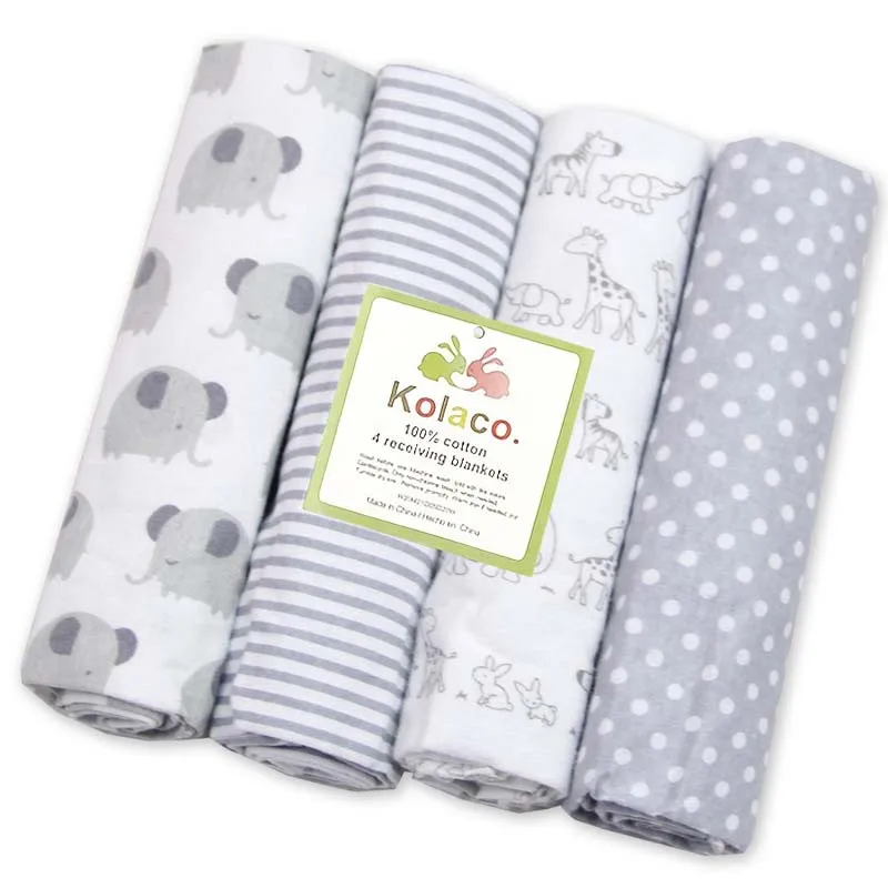 Lot de 4 couvertures en coton 100 % (76×76 cm) KangouCloud™