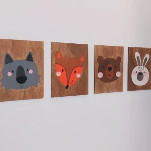 Affiches bois animaux forêt chambre de bébé