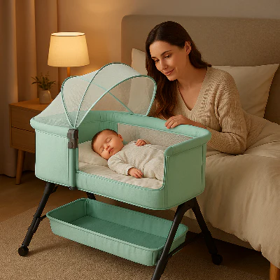 Lit Bébé Cododo Pliable SommeilProche™ | Vert – Image 2