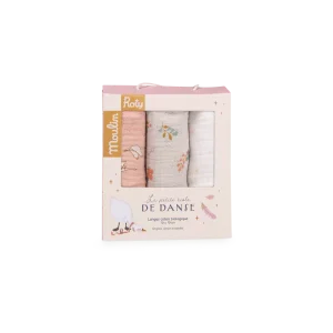 Set de 3 langes imprimés à broder – La Petite École de Danse – MOULIN ROTY