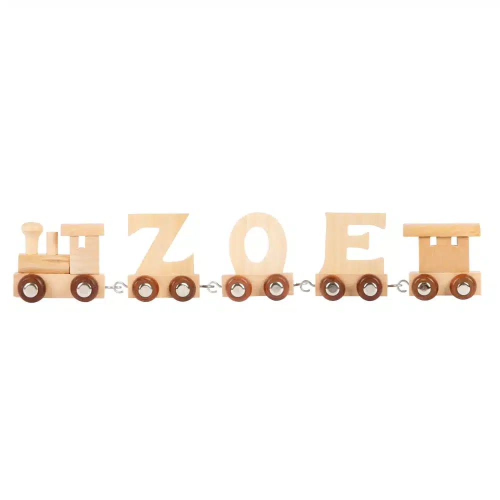 Lettres train naturelles en bois