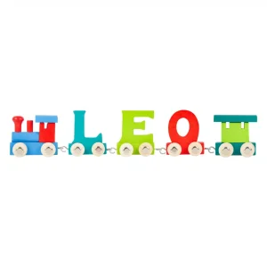 Lettres train colorées en bois