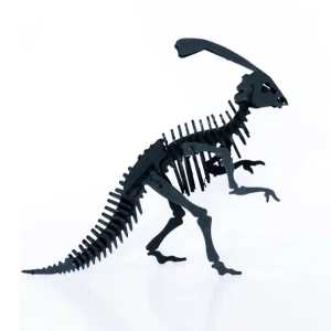 Parasaurolophus en carton noir – Agent Paper
