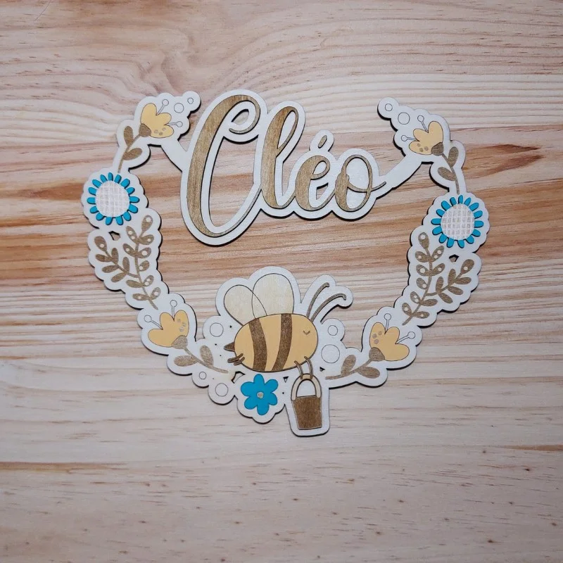 Plaque de Porte Enfant ColorĂ©e Bois – Abeille – Image 3