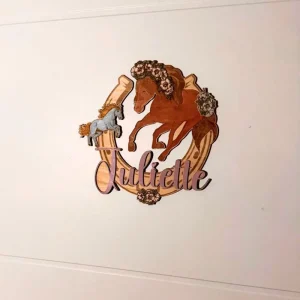 Plaque de Porte Enfant Colorée Bois – Chevaux