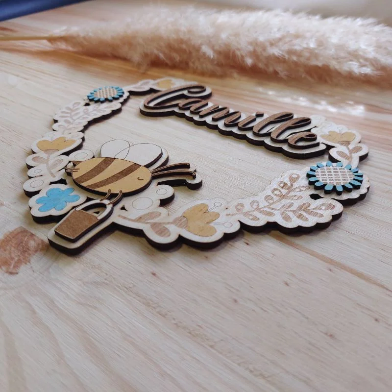 Plaque de Porte Enfant ColorĂ©e Bois – Abeille – Image 2