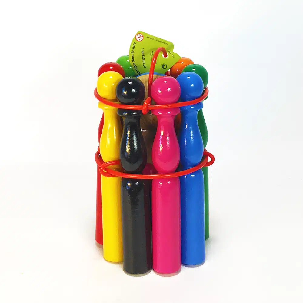 Quilles en bois couleurs 19 cm – Artisans du Jura