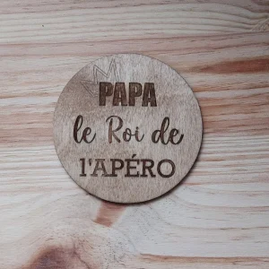 Sous-verres en Bois « Papa le Roi de l&rsquo;Apéro »