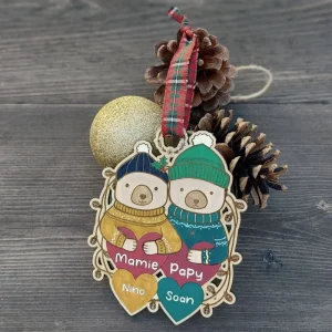 Suspension de Noël personnalisées « Ours » en Bois