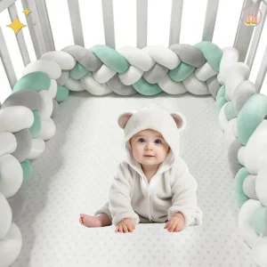 Tour de lit tressé | Vert menthe